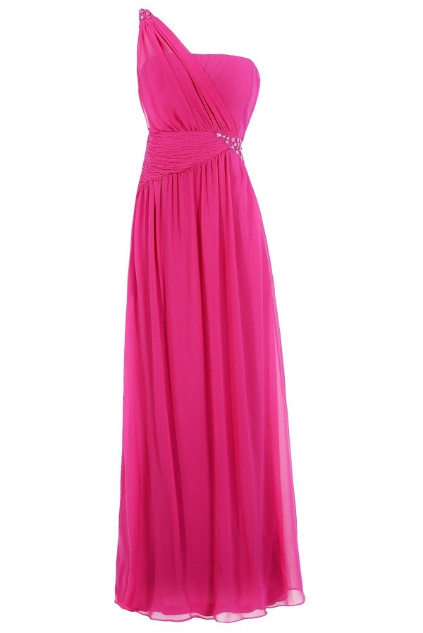 hot pink one shoulder maxi dress